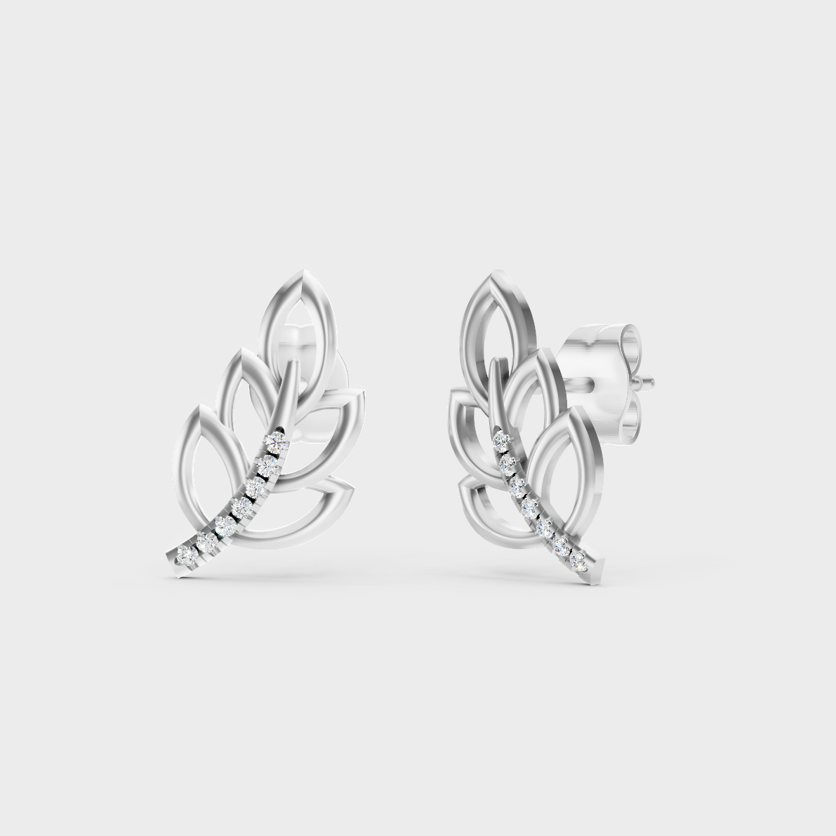 GLI Certified 0.08 Ct TW Round-Cut Lab-Grown Diamond Stud Earrings In 14K White Gold